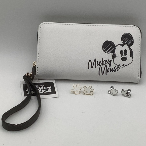 Disney Mickey Mouse Wristlet and Two Pair Mickey Mouse Earrings - Picture 1 of 13